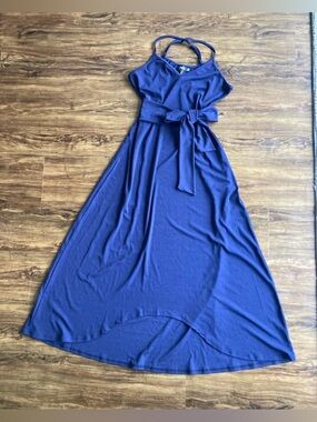 Molliya Navy Blue Maxi Dress with Waist Tie Size Medium New Event Guest